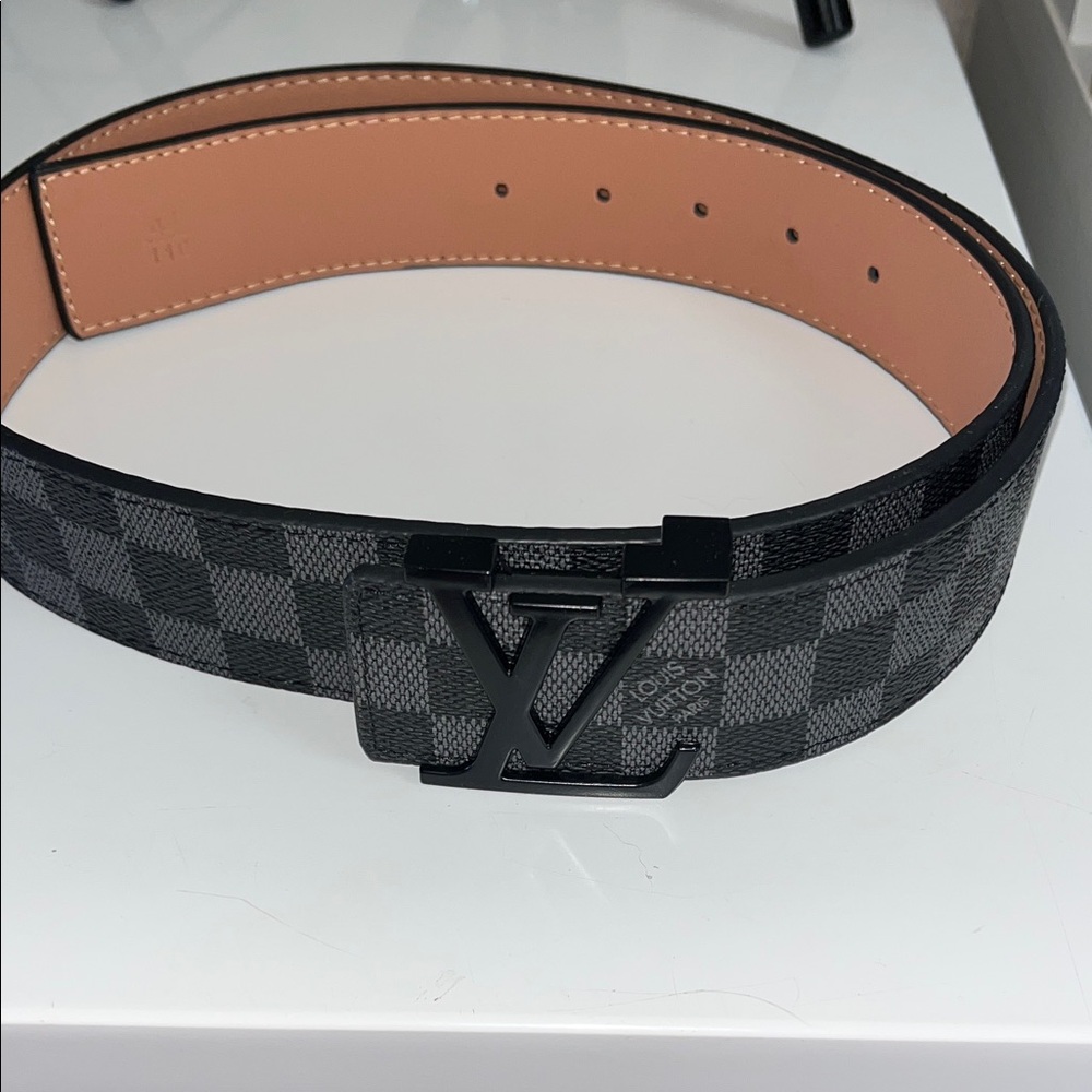 Louis Vuitton Checkered Black and Gray Belt